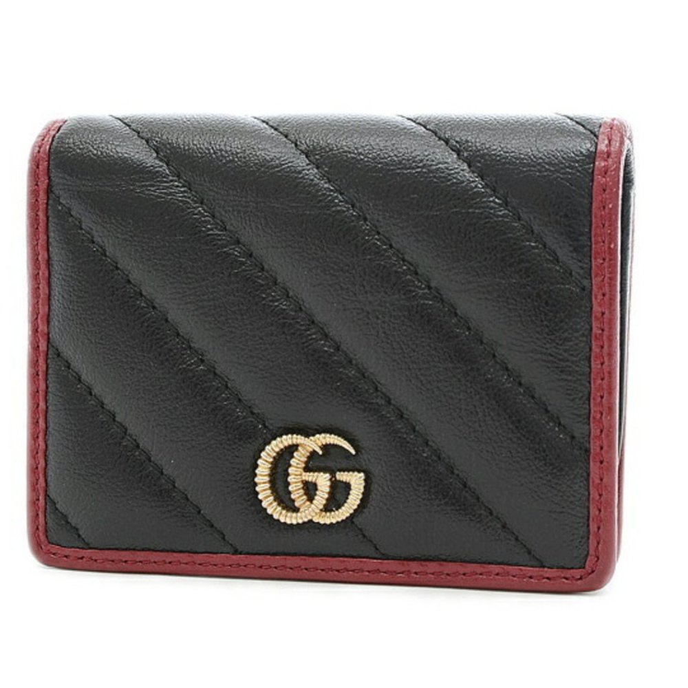 Gucci Interlocking GG Card Case in Black with Red Trim